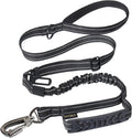 Hotsky Tactical Bungee No Pull Strong Dog Leash,Reflective Black,4-6FT | Heavy Duty for Medium Large Dogs That Pull up to 660 lb,with Padded Double Handle ＆ Car Seatbelt,360°Rotating Locking Clasp by Hotsky