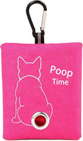 Rose Pink Doggy Poop Bag Holder Poop Bag Carrier (Rose pink) | Carabiner Clip, Easy Bag Dispensing, Leash Attachable, Funny Design by Trantranapa
