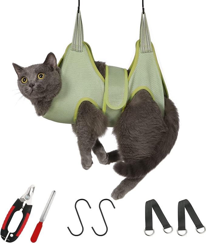 Guzekier Cat Grooming Hammock Harness for Cats, Cat Nail Clipper by Guzekier