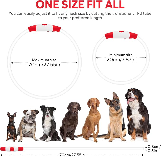 HIGO LED Dog Collar Light - USB Rechargeable Light Up Dog Collars, DIY Flash LED Dog Necklace for Your Dogs Walking at Night (Red) - Image 5