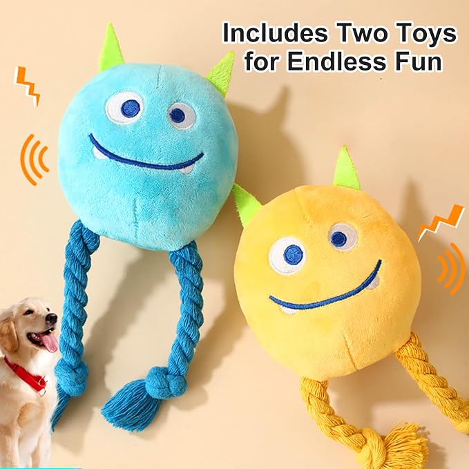 lilfrd 2 Pack Squeaky Rope Plush Dog Toys for Small Medium Puppies | Tug Chew Play, Boredom Relief, Small Medium Breeds, Puppy Toys to Keep Them Busy - Image 6