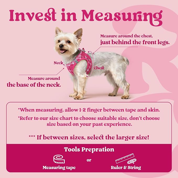 rabbitgoo Step-in Small Dog Harness, Puppy Vest for Small Medium Sized Pet | Easy Put on and off, Lightweight, Soft, Breathable Quick-Dry Air Mesh for Comfortable Secure Walking, Rose Red Plaid L - Image 2