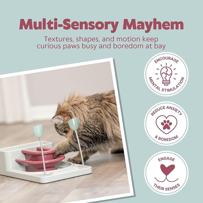TRIXIE Cat Activity Fantasy Board Strategy Game – 4-Module Puzzle Toy for Mental Stimulation – Interactive Cat Toy for Indoor Cats – Berry/Gray, 8.25 x 13.25 x 4 in - Image 3