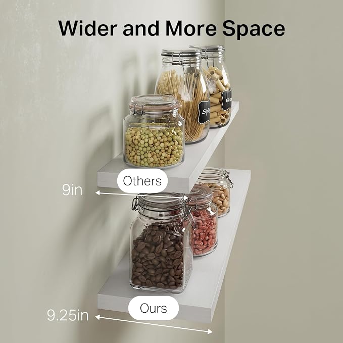 BAYKA White Floating Shelves 47.2in, Set of 2, Wall Mounted for Wall Decor | Easy Install, 30lbs Max Load, Hidden Bracket, Shelving for Bathroom Bedroom Kitchen Office Storage, Multi-Wall Compatible - Image 6