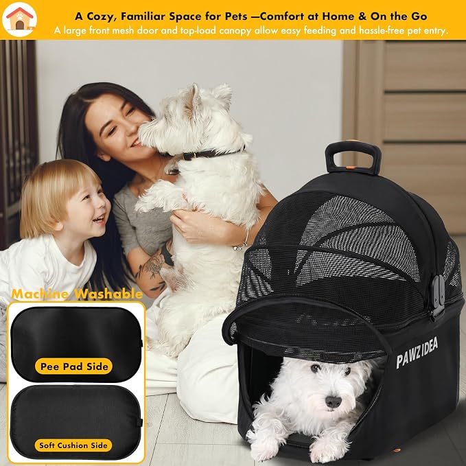 PAWZIDEA Portable Small Dog Crate for Car Travel Up to 33lbs, No-Zip Canopy | Enclosed Dog Car Seat Escape-Proof, Soft-Sided Small Medium Puppy Cats Car Kennel, Foldable Pet Carrier by Seatbelt, Top-Load - Image 8