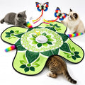 Wortade 3in1 Interactive Hide-and-Seek Cat Toy, Rotating, Green | Moving Concealed Wand Feather,Automatic Fluttering Butterfly,Cat Stimulation,Touch Activated,Mouse Squeaky,1800mAh Battery by Wortade