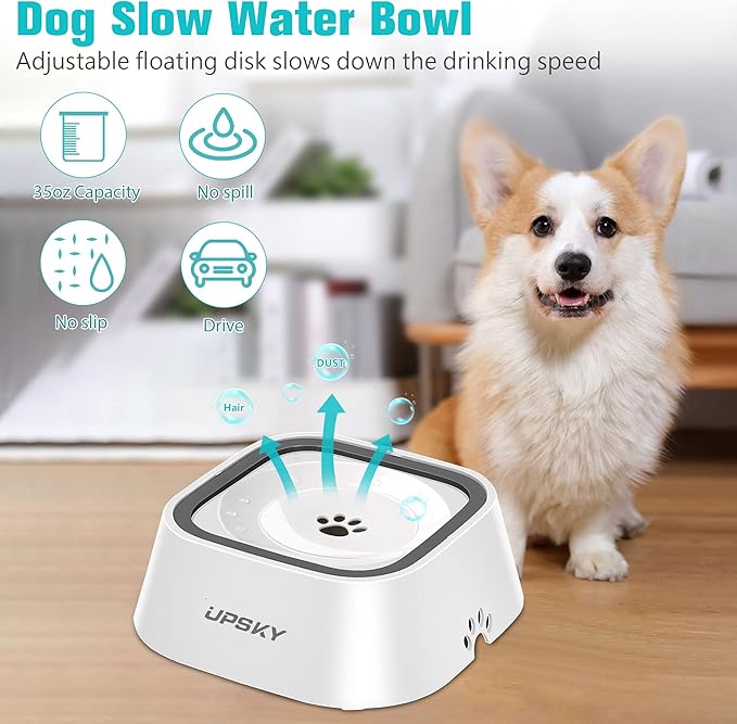 UPSKY 35oz No-Spill Pet Water Bowl, Slow Water Feeder for Dogs and Cats | Splash-Proof Bowls, Slow Drinking Pet Dish, Easy-Clean Dishwasher Safe, Portable For Travel - Image 5