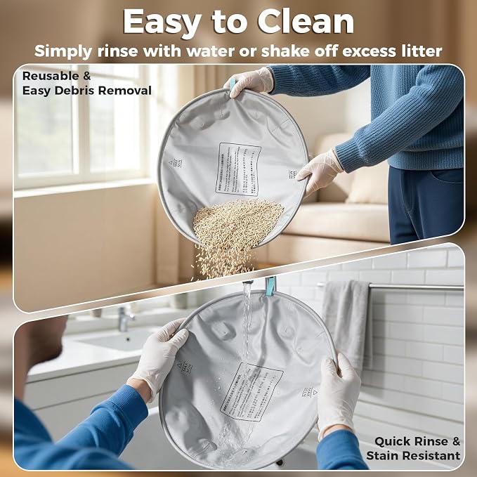 2Pcs Cat Litter Pad for Open Top Self-Cleaning Litter Box Replacement Liner | Waterproof Pads Cat Litter Box Liners for PARUUNTYS/KITPLUS/Thereye Litter Box,Scratch-Resistant,Washable Reusable Tray Mat - Image 7