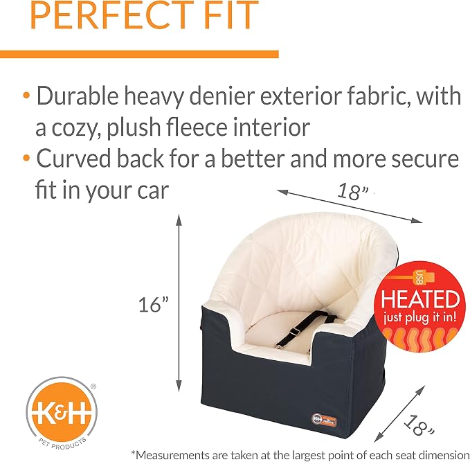 K&H Pet Products Bucket Booster Washable Medium and Small Dog Car Seat with Dog Seat Belt for Car, Sturdy Booster Seats, 2 Safety Leashes - Image 2