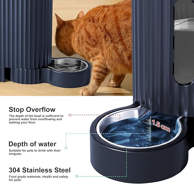 Gardner Pet Gravity Cat Food Feeder and Water Dispenser Stainless Steel Bowls Two-in-One Set Large Capacity Automatic Feeder for Pets Dogs, Puppies, Kittens-(0.8 Gallons x 2) - Image 5