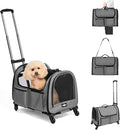 Large Pet Carrier with Wheels, Foldable Rolling Dog Carrier with Big Pocket, Cat Rolling Bag 21"x13"x13" for 2 Cats &Dogs, for Travel, Outdoor, Vet Visits, Camping, Indoor. Gray. (Not for Airline) by PAWBALLET