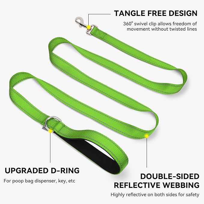 Joytale Reflective Dog Leash for Medium & Large Dogs, 4 FT x 1", Green | Heavy Duty Nylon Webbing, Padded Handle for Comfort, Visible at Night, for Walking & Training - Image 5