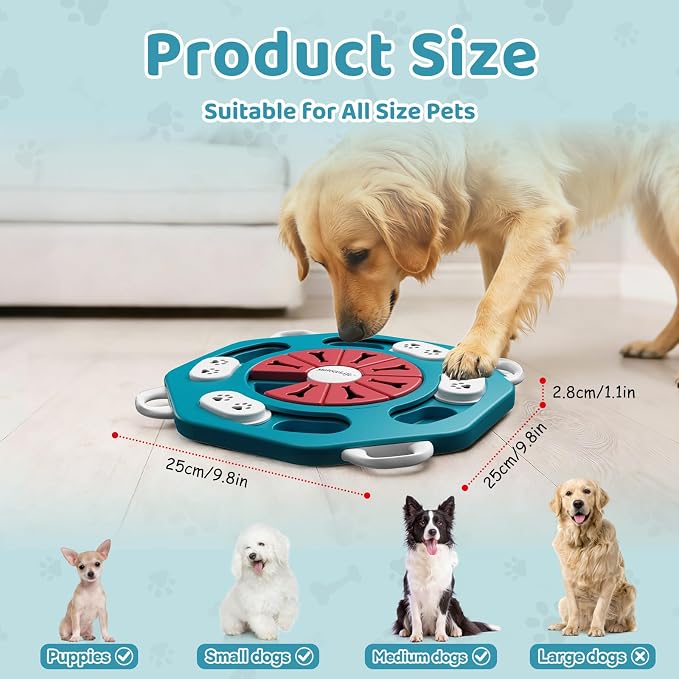 Dog Puzzle Toy for Smart Dogs, Interactive Dog Enrichment Toys,Level2(Blue) | For Small, Medium Dogs and Cats, Treat Dispensing, Mental Stimulation, to Keep Them Busy, Slow Feeder, IQ Training, Anti-slip - Image 2