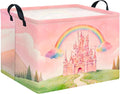 CLOCOR Rectangular Storage Basket Empty,Gift Basket,Waterproof Storage Bin with Handles,Room Decor(Pink Castle) by CLOCOR