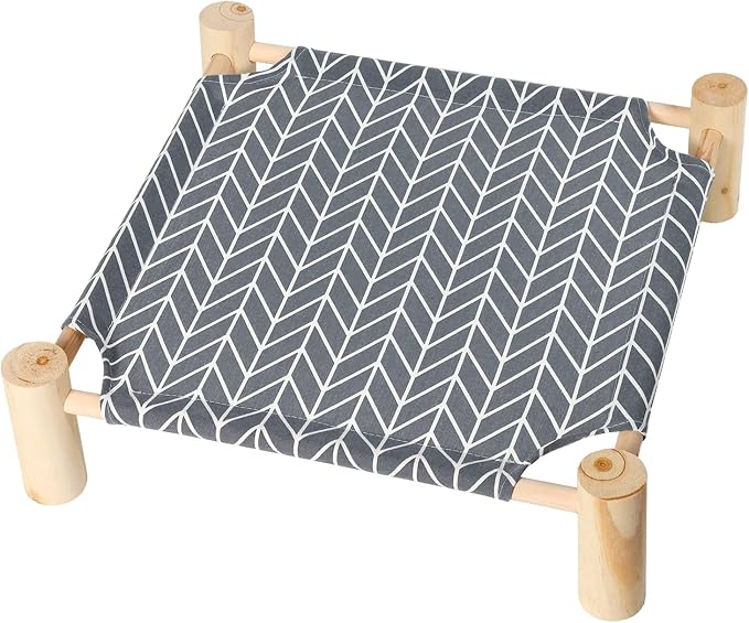 Patas Lague Cat Hammock Bed Small Eleveted Dog Bed 19x19 in Arrow | Brethable Wooden Pet Bed, Cooling Rabbit Cot, Outdoor Cat Furniture For Summer by PatasLague