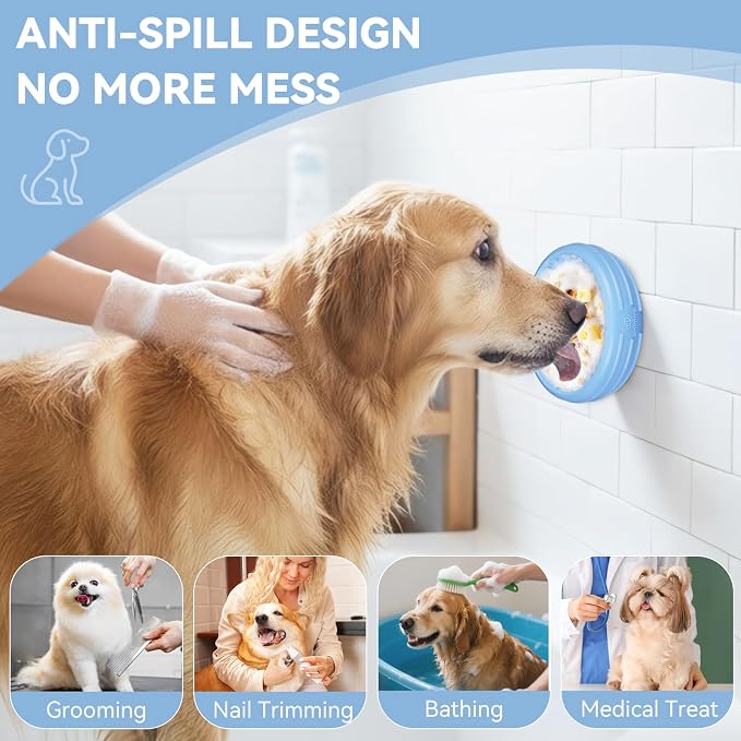 Dog Lick Bowl, Animire Freeze Lick Mat for Dogs, Non-Slip Slow Feeder Licking Bowl Enrichment Treat for Distraction Anxiety Relief, Food Grade Silicone, Dishwasher Safe(Baby Blue,L) - Image 2