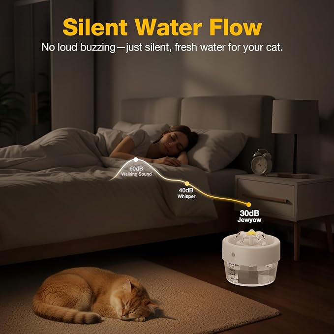 Cat Water Fountain, 1000ml Wireless Cat Water Fountain | Rechargeable Battery Operated,120° Wide-Angle Sensor, Automatic Pet Water Fountain with Quiet Pump for Cats/Dogs - Image 3