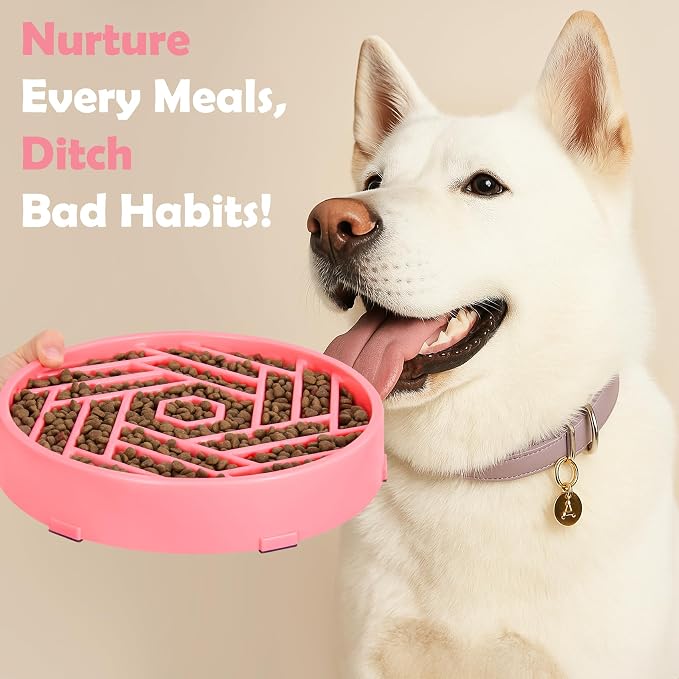 TOBYTO Slow Feeder Dog Bowls Large Medium Breed,Anti-Choking Slow Eating Dog Food Bowl,Non Slip Pet Slower Food Feeding Bowls Large Puzzle Slow Feeder Bloat Stop Maze Dog Dishes,Pink - Image 6
