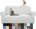 YEMYHOM Couch Cover Latest Jacquard Design High Stretch Sofa Covers for 2 Cushion Couch, Pet Dog Cat Proof Loveseat Slipcover Non Slip Magic Elastic Furniture Protector (Medium, Ivory) by YEMYHOM