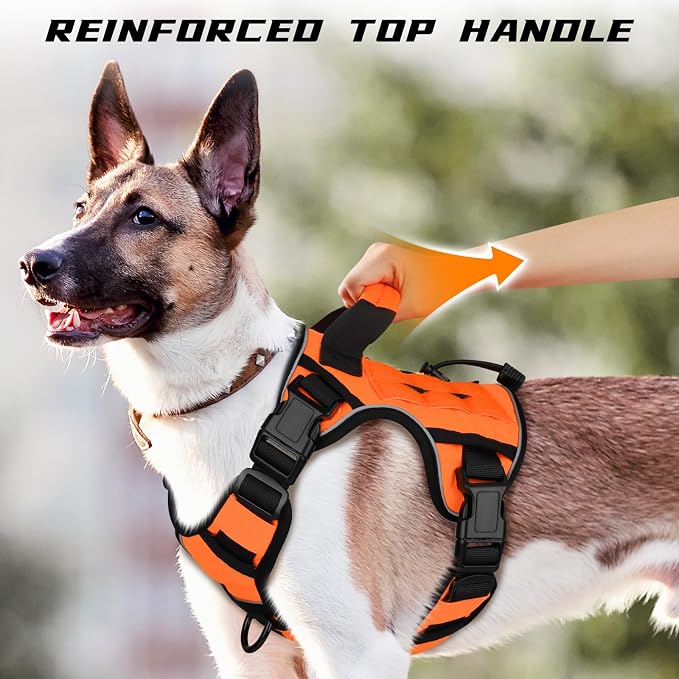 WINGOIN Orange Tactical Dog Harness for Small Dogs,No Pull Dog Harness | Heavy Duty with Handle,Adjustable Reflective,Military K9 Body Pet Vest,for French Bull Pugdog,for Walking Training Running - Image 4