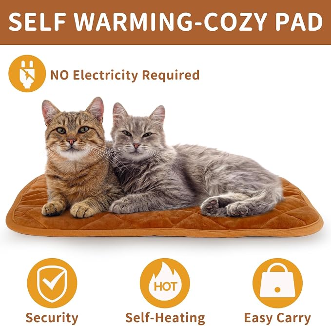 NAMOTEK Self-Warming Cat Bed Indoor/Outdoor Super Soft Self Heating Pet Mat Washable Thermal Pad for Cat & Dog 29x19.6 inch - Image 3