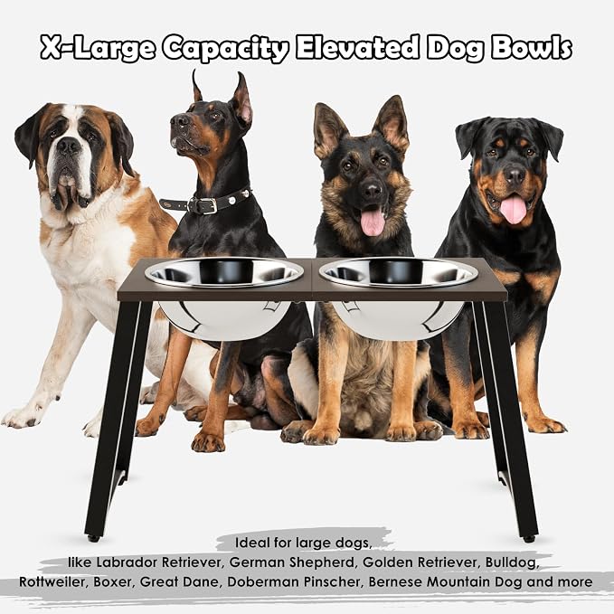 Elevated Dog Bowls for Large Dogs with Slow Feeder, 2 Stainless Steel Dog Bowls -101oz, 16.5" Tall Raised Dog Food Water Bowl Stand for Large Breed, Extra Large Dogs - Image 2