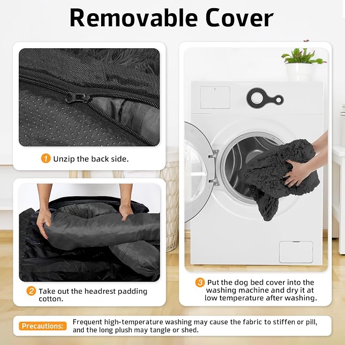 Calming Dog Bed Fluffy Plush Dog Mat for Furniture Protector with Removable Washable Cover for Large Medium Small Dogs and Cats (Small(35x31x5), Dark Grey) - Image 4