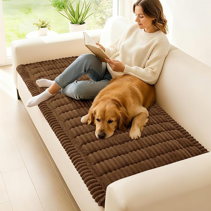 hyha Couch Cover for Dogs, Washable Non Slip Plush Flannel Sofa Protector | Thick Flannel, Anti-Slip Backing, Pet Hair & Scratch Protection, Fits Sofa & Loveseat (27.6" x 88") - Image 2