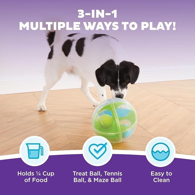 Outward Hound by Nina Ottosson A-Maze Ball Dog Treat Puzzle Ball, Level 2 Intermediate, Green - Image 2