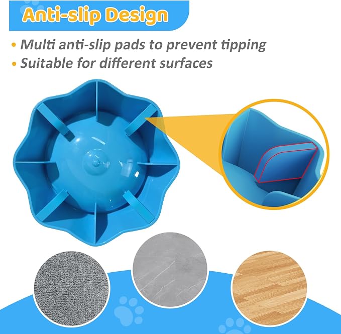 Dog Slow Feeder Bowl, Splash Proof Anti-Gulping Dish for Small Medium Dogs | Controlled eating protects dog gut health. Thick base prevents bowl sliding, spills and floor messes while feeding. - Image 5