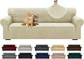 XINEAGE Stretch Jacquard XL Sofa Cover, Non Slip Sofa Slipcover for Dog | High-Stretch Fabric. Wear-Resistant, Pet Friendly. Easy Install & Washable for Living Rooms, Offices.Light Beige by XINEAGE