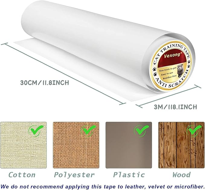 Anti Cat Scratch Furniture Protector (11.8" x 118") Single Sided | Thicken Vinyl Transparent Cat Anti Scratch Tape Flexible Couch Protector from Cat Claw Sticky Paws for Sofa, Door, Wall, Bed - Image 7