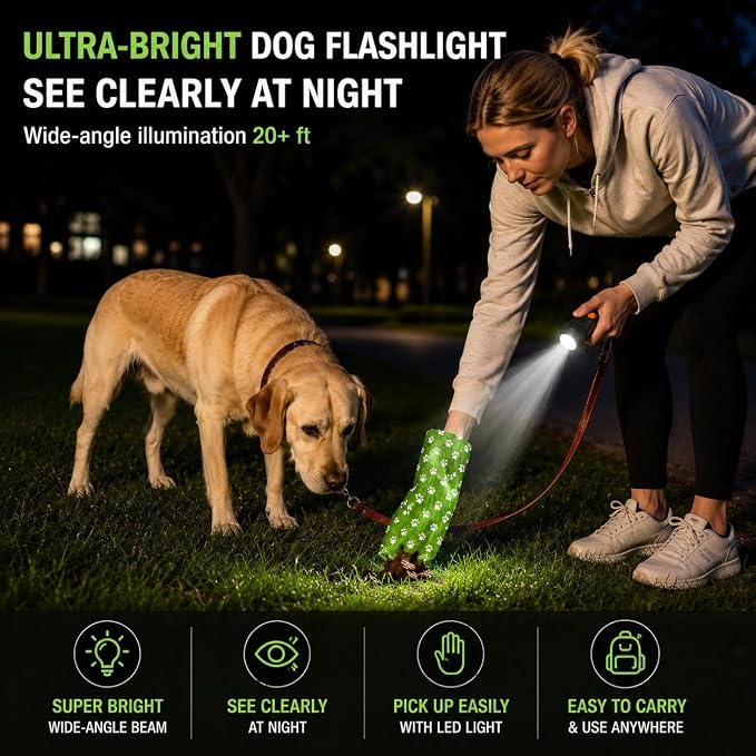 Smart Poop Bag Holder With LED Light - No Batteries Needed - USB-C Rechargeable Special Retracting Function Compact Durable Lightweight Perfect Pet Gift with poop bag opener - Image 7
