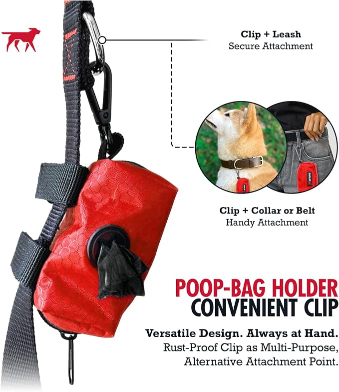 Tuff Pupper Dog Poop Bag Holder | Works with Any Dog Leash | Zippered Waste Bag Dispenser | Waterproof with Rust-Proof Clip | Convenient Lightweight Design | Includes 2 Rolls of Leak-Proof Bags - Image 8