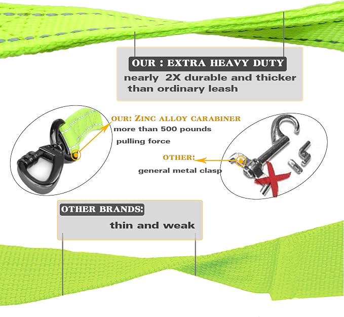 Heavy Duty Bungee Dog Leash with Locking Carabiner for Large Dogs | No Pull Bungee Shock Absorbing, 2 Padded Handles for control, Fits 60-150 lbs Dogs, Seatbelt Buckle, Reflective - Image 4