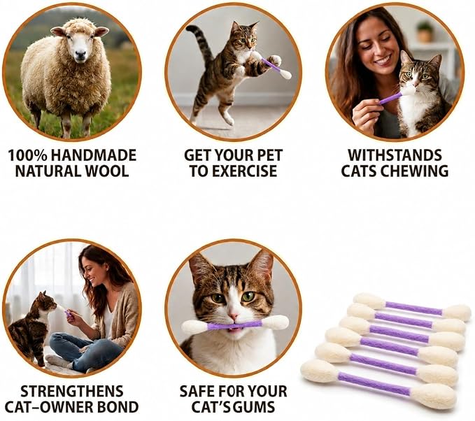Glaciart One Swabs Cat Toys with Catnip - 6 Pk | Durable for Chew, Cute Cat Toys Interactive Kitty for Boredom, Exercise, & Play | Filled w/Organic Catnip for Anxiety & as Digestive Aid | Gift Idea - Image 4