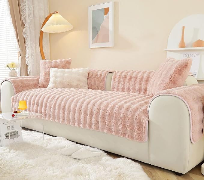 Faux Fur Couch Covers for Sofa Thick Fuzzy Sofa Covers for Dogs | Soft Warm Couch Cover Shaggy Fuzzy Sectional Sofa Cover Non-Slip Plush Sofa Slipcover Furniture Protector - Image 5