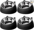 Irenare Elevated Cat Bowls 4 Pack, Stainless Steel Slanted Food Dishes 7oz, Raised Pet Bowls for Cats Small Breeds, Ergonomic Kitten Puppy Feeding Set for Digestion Health Easy Clean by Irenare