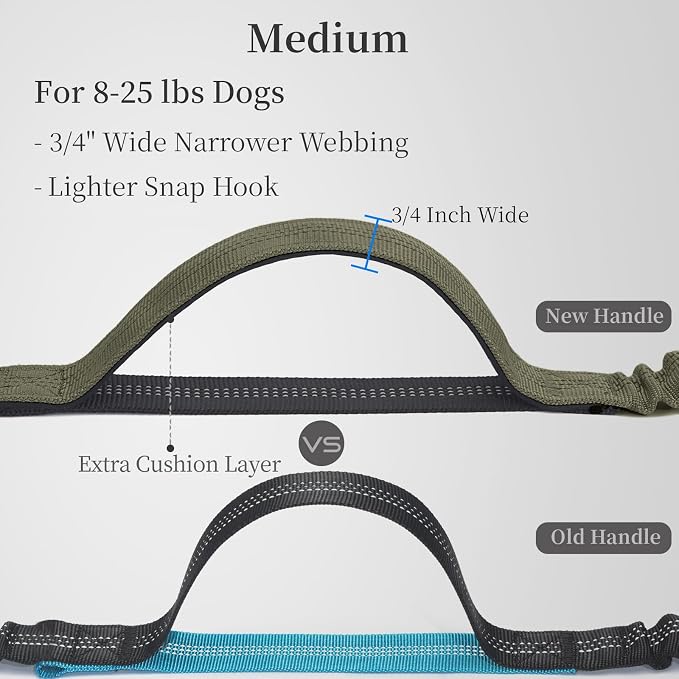 Hands Free Dog Leash with Zipper Pouch, Medium, Military Green | Waist Leash, Dual Padded Handles, Shock-Absorbing Bungee, Adjustable Waist Belt, Walking and Running - Image 2