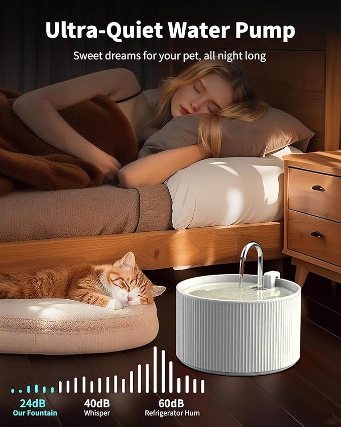 Wonder Creature Ceramic Cat Water Fountain 2.2L/74oz (White) | Quiet Pet Fountain with BPA-Free Ceramic Material, Triple Filtration System, Easy Cleaning Design for Cats and Dogs - Image 3