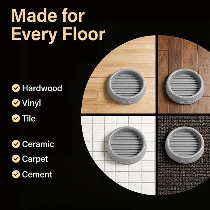 Furniture Coasters - 8 Pcs 2”Round Furniture Caster Cups - Non Slip Pads Hardwoods Floors Non Skid Furniture Grippers Rubber Furniture Feet - Anti Slide Floor Protector for Bed Couch Stoppers Gray - Image 4