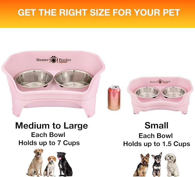Neater Feeder Express Mess Proof Dog Bowls Elevated for Small Breeds Under 15 Lb, Made in USA, No Spill Raised Dog Food Bowl Stand, Stainless Steel Food and Water Bowl Set, Feeding Station, Pink - Image 4
