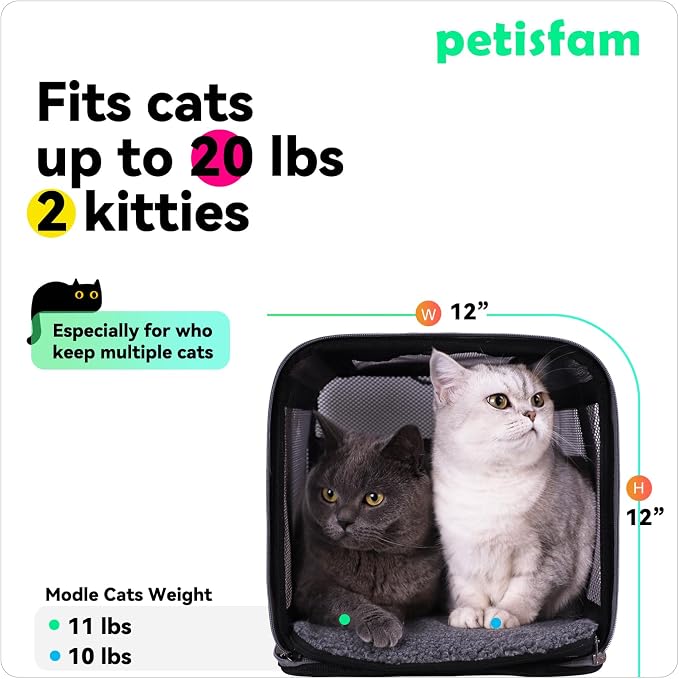 Soft Pet Carrier Bag for Cats and Puppy Under 20 lbs. Sturdy, Safe, Comfortable and Lightweight | 5+ Years & Still Perfect. Top Opening, Quik-in. Zip-to-Lock. Anti-Collapse - Image 5