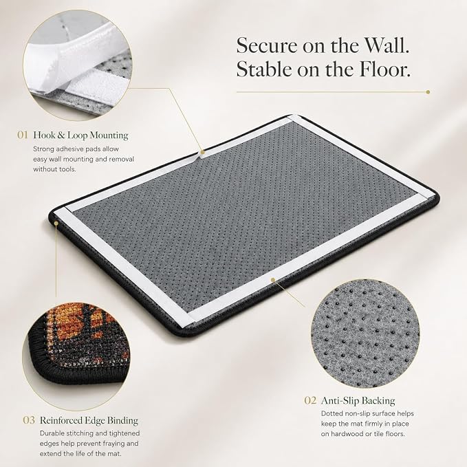 Art Sisal Cat Scratcher Mat, Cat Wall Scratchers for Indoor Cats | Wall Mounted Cat Scratcher, Natural Sisal, No-Drill Hook & Loop Setup, Wall or Floor Use, 23.6 x 15.7 Inch, StarryNight - Image 6