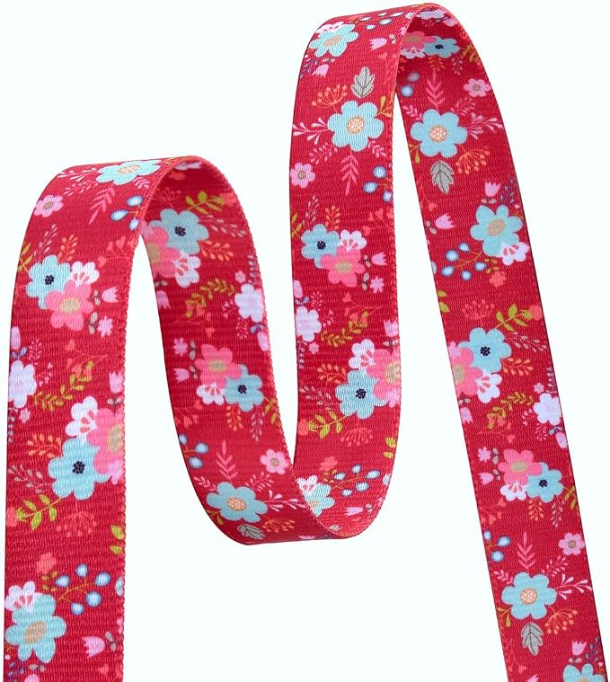 Mihqy Dog Collar and Leash Set, for Small Dogs, Red Floral Set,S | with Floral Patterns, Adjustable for Small Medium Large Dogs, Comfortable for Walks and Outdoor Hikes - Image 2