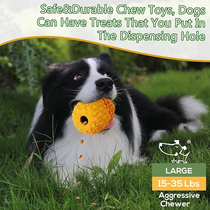 Indestructible Pineapple Dog Toy - Large Aggressive Chewers Training | Heavy Chew, Treat Dispenser, Power Chewer, Durable Puzzle, Tough Interactive, Easy Clean - Image 6