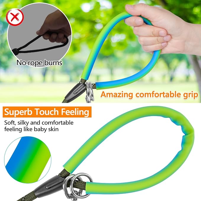 NTR 50FT Long Dog Leash with 2 Swivel Hooks, Reflective Threads and Comfortable Padded Handle, Training Leash Lead for Walking, Hunting, Camping, Backyard for Small Medium and Large Dogs - Image 3