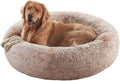 36 inches Faux Fur Fluffy Donut Dog Bed for Large Dogs,Brown | Calming Plush Round Pet Bed with Removable & Washable Cover,Fits up to 80 lbs Pets by BedStillLoveStill