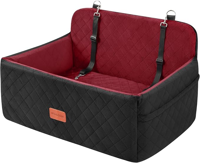 Dog Car Seat for Medium Large Dogs Under 55 lbs, Washable Pet Booster Seat | Dog Car Bed for 2 Small Dogs with Thick Cushion, Detachable Pet Car Seat for Backseat with 2 Safety Leashes and Pockets by HEGGGCOOE