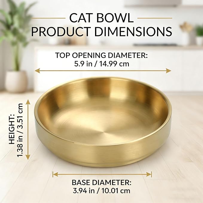 Whisker Fatigue Cat Bowl, Shallow Food Dish Stainless Steel for Cats, 2 Pcs | Wide Shallow Design Prevents Whisker Stress, Heavy Duty Metal Bowls for Indoor Cats and Small Dogs, Dishwasher Safe - Image 3